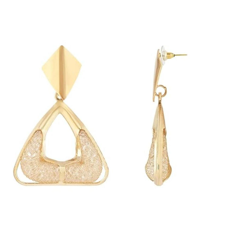 Etnico Latest Fashion Stylish Gold Plated Trendy Triangle Shape Chunky Dangler Earrings For Women