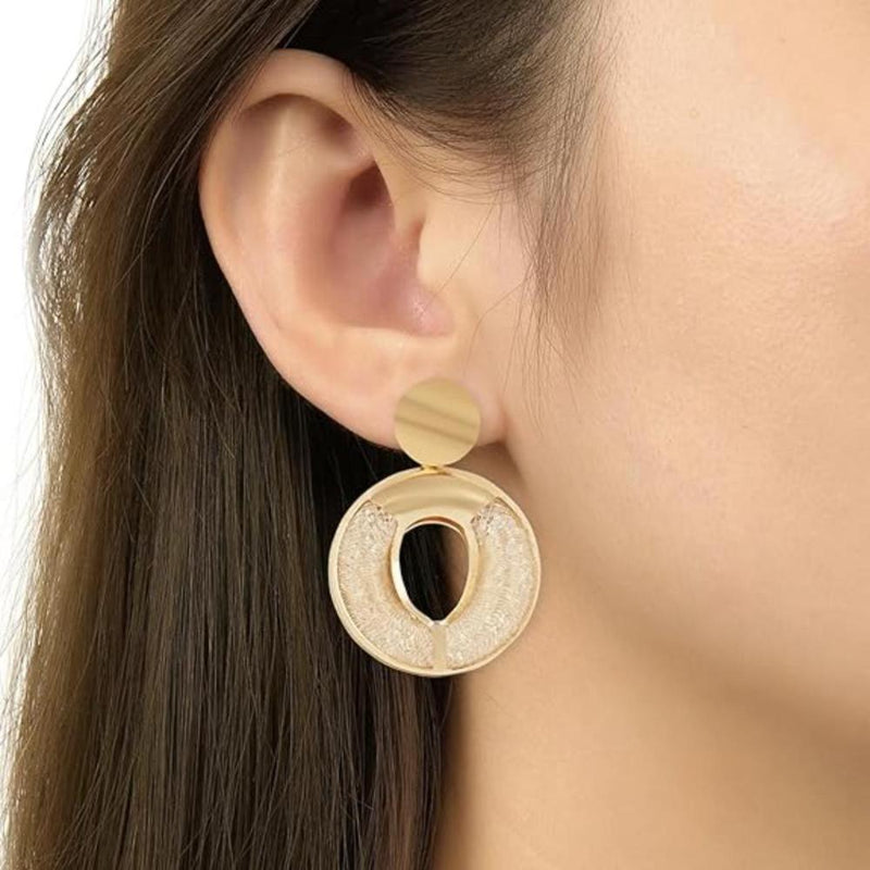 Etnico Latest Fashion Stylish Gold Plated Round Shape Chunky Dangler Earrings For Women