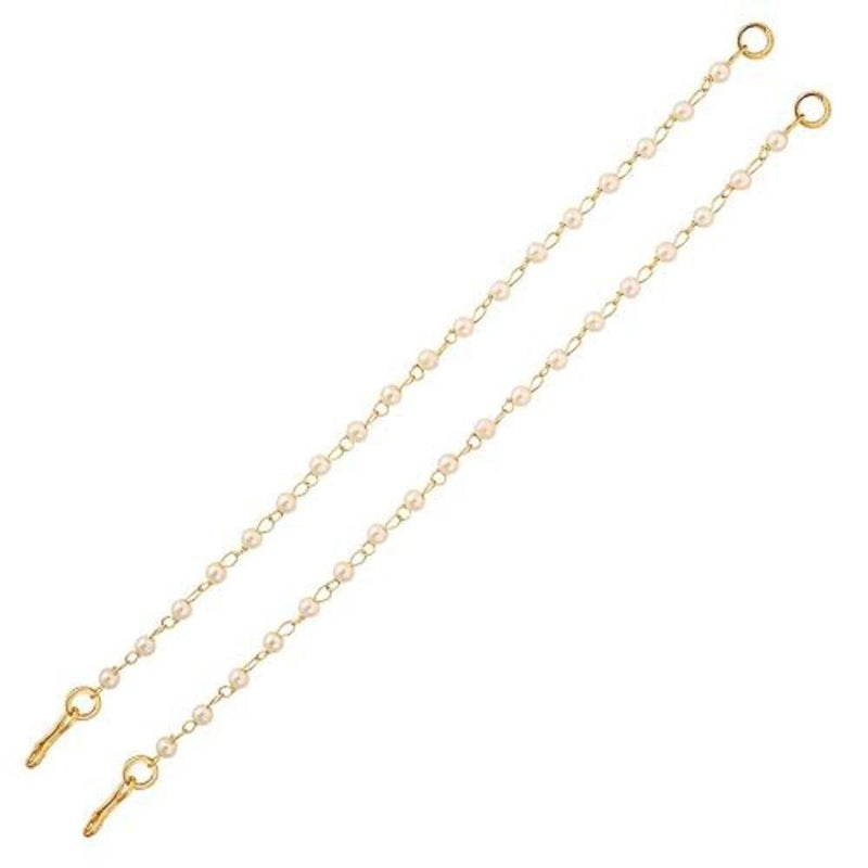 Etnico Gold Plated Traditional Pearl Hair Chain/Earchain Accessories with Hook for Women Girls (E3212W)