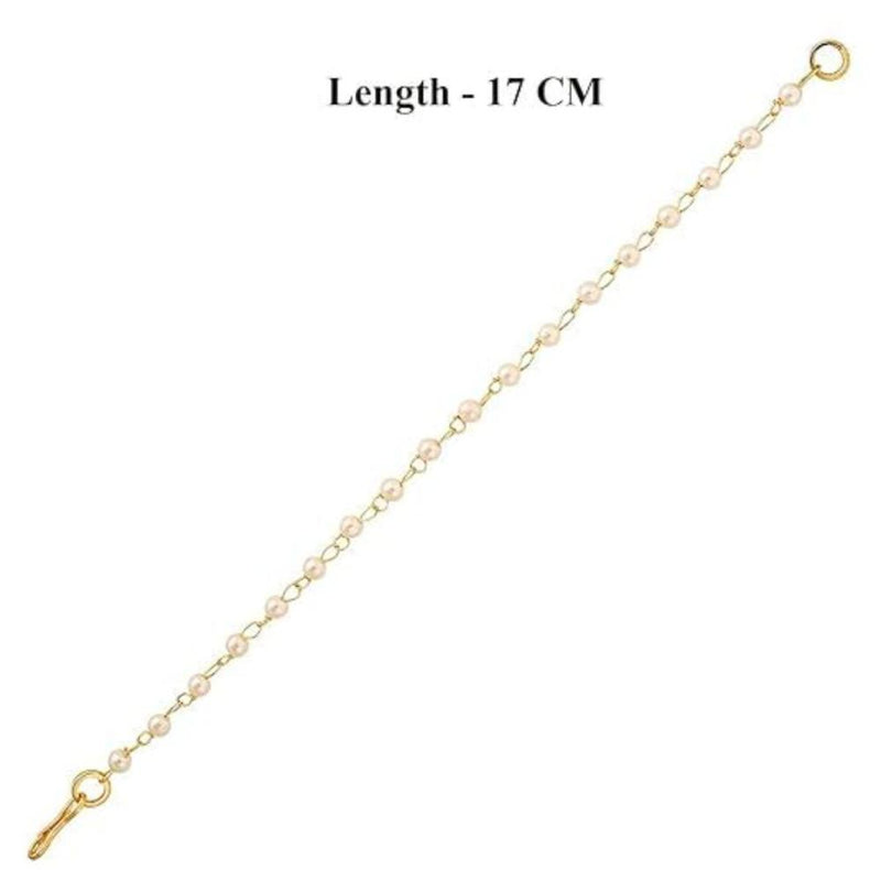 Etnico Gold Plated Traditional Pearl Hair Chain/Earchain Accessories with Hook for Women Girls (E3212W)