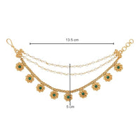 Etnico Gold Plated Traditional Pearl Layered Hair Chain/Ear chain Accessories with Hook for Women