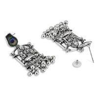 Etnico Womens Navratri Ethnic Silver Oxidised Afghani Style Trending Earrings (Style-4)