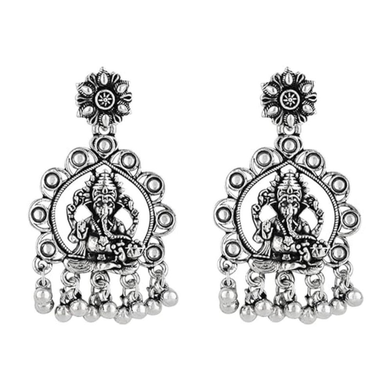 Etnico Womens Navratri Ethnic Silver Oxidised Afghani Style Trending Earrings (Style-2)