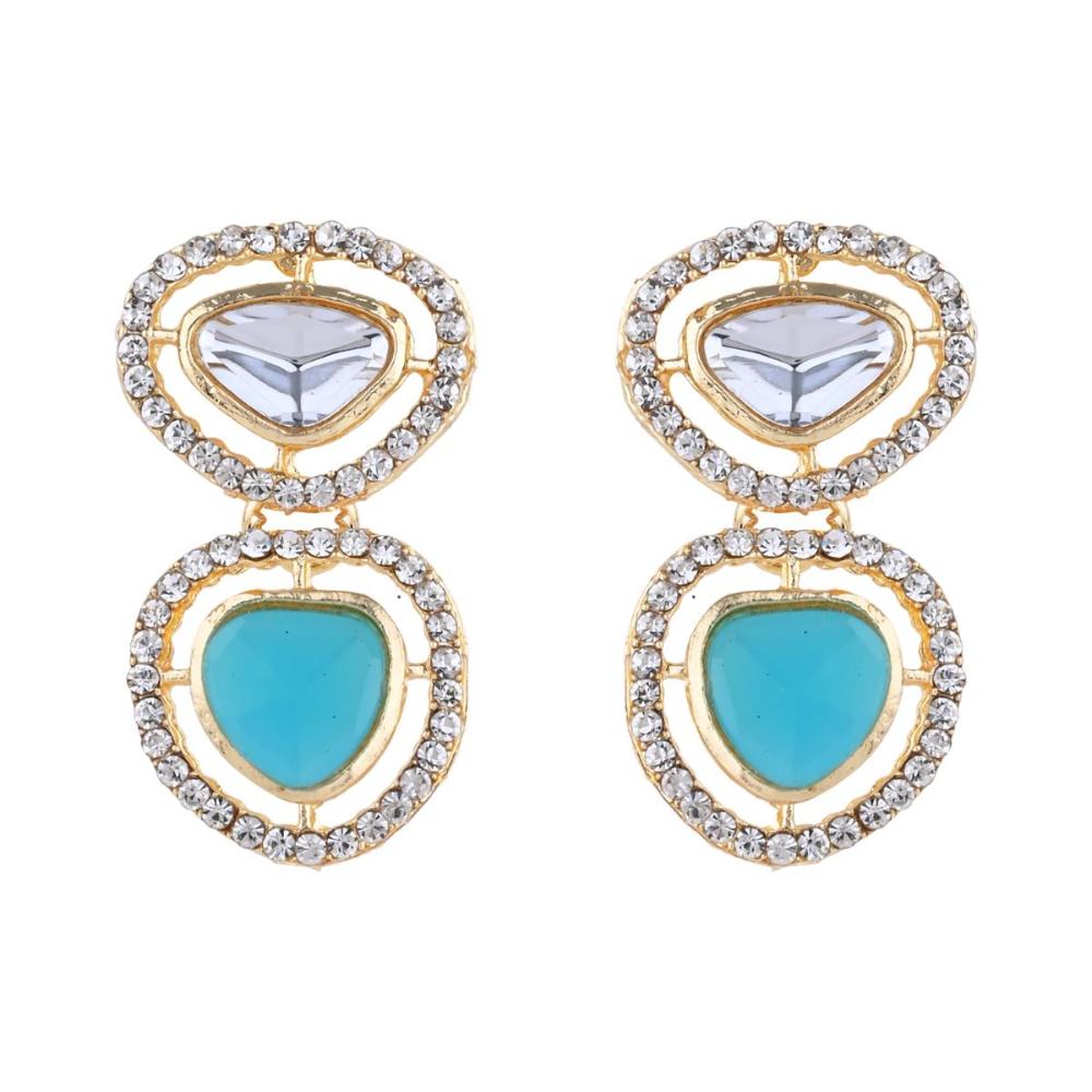 Etnico Gold Plated Latest Fashion Stylish Contemporary Stud Drop Earring For Women (E3239Sb)