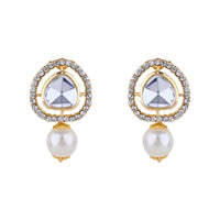 Etnico Gold Plated Kundan Stud Earrings For Women And Girls (E3240W)