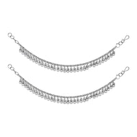 Etnico Silver Oxidised Ghungroo Hair Chain/Earchain Accessories For Women (E3242OX)