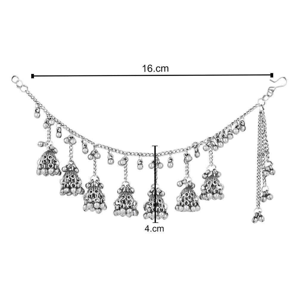 Etnico Traditional Ethnic Ghungroo Jhumka Hair Chain/Earchain For Women