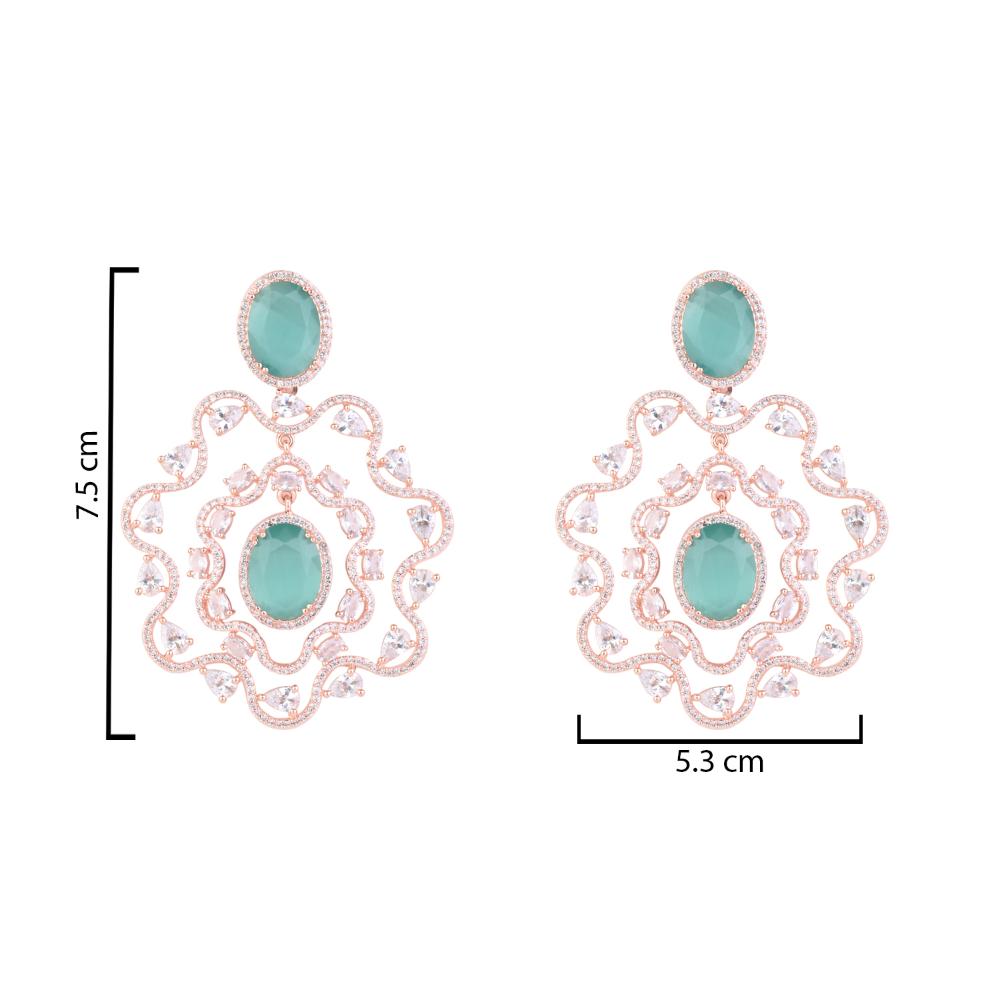 Etnico Rose Gold Plated Cubic Zirconia American Diamond Chandelier Earrings For Women (E3252Min)