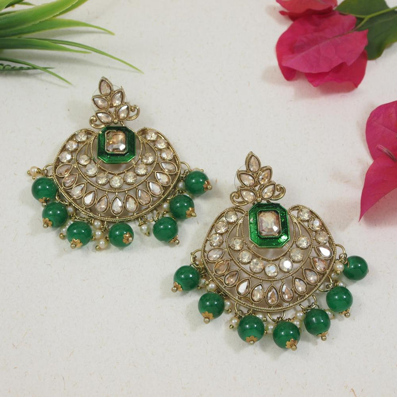 Etnico Gold Plated Traditional Meenakari Kundan & Pearl Chandbali Earrings For Women (E3254G)