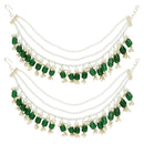 Etnico Gold Plated Traditional Pearl Layered Hair Chain/Earchain Accessories with Hook for Women