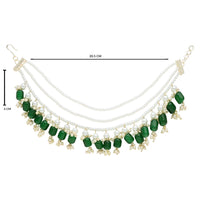 Etnico Gold Plated Traditional Pearl Layered Hair Chain/Earchain Accessories with Hook for Women