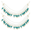 Etnico Gold Plated Traditional Pearl Layered Hair Chain/Earchain Accessories with Hook for Women 