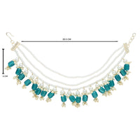 Etnico Gold Plated Traditional Pearl Layered Hair Chain/Earchain Accessories with Hook for Women