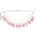 Etnico Gold Plated Traditional Pearl Layered Hair Chain/Earchain with Hook for Women