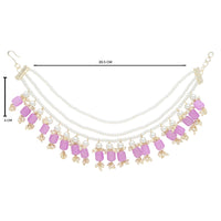 Etnico Gold Plated Traditional Pearl Layered Hair Chain/Earchain with Hook for Women