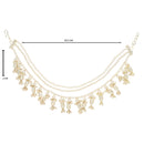 Etnico Gold Plated Traditional Pearl Layered Hair Chain/Earchain Accessories with Hook for Women