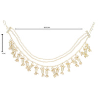 Etnico Gold Plated Traditional Pearl Layered Hair Chain/Earchain Accessories with Hook for Women