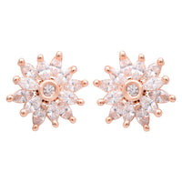 Etnico Latest Stylish Rose Gold Plated CZ American Diamond Stud Earrings For Women