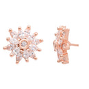 Etnico Latest Stylish Rose Gold Plated CZ American Diamond Stud Earrings For Women