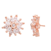 Etnico Latest Stylish Rose Gold Plated CZ American Diamond Stud Earrings For Women