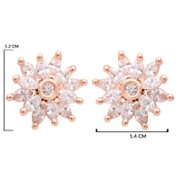 Etnico Latest Stylish Rose Gold Plated CZ American Diamond Stud Earrings For Women
