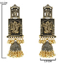 Etnico Gold Plated Traditional Antique Radha Krishna Design With Ghungroo Earrings For Women