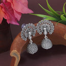 Etnico Ethnic Silver Oxidised Jhumka Earrings For Women