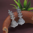 Etnico Ethnic Silver Oxidised Jhumka Earrings For Women