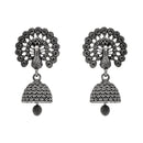 Etnico Ethnic Silver Oxidised Jhumka Earrings For Women