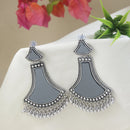 Etnico Ethnic Silver Oxidised Teardrop Shaped Dangle Earrings For Women