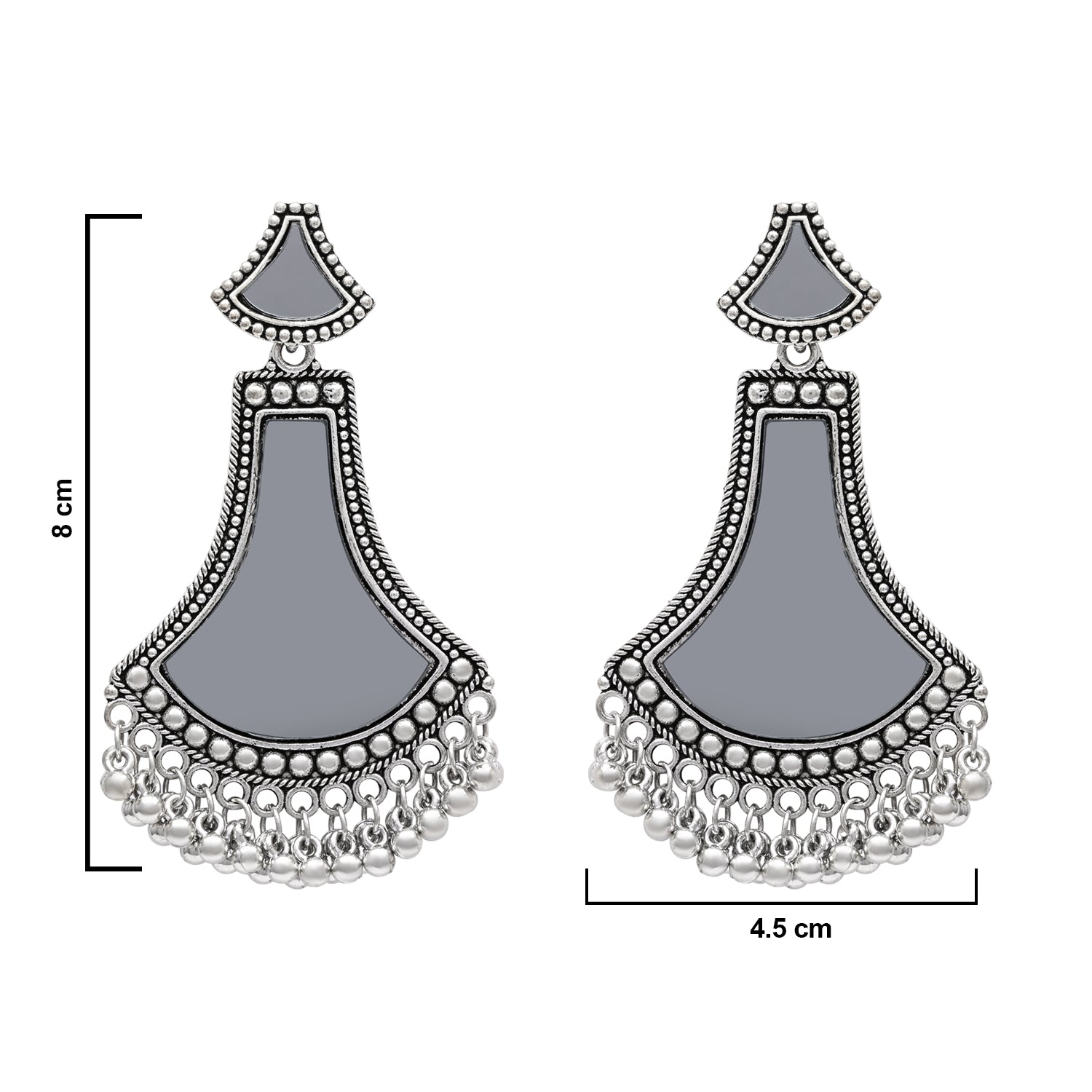 Etnico Ethnic Silver Oxidised Teardrop Shaped Dangle Earrings For Women