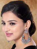 Etnico Traditional Silver Oxidised Afghani Style Dangle Earrings For Women 