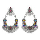 Etnico Traditional Silver Oxidised Afghani Style Dangle Earrings For Women