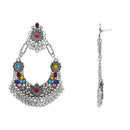 Etnico Traditional Silver Oxidised Afghani Style Dangle Earrings For Women