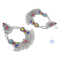 Etnico Traditional Silver Oxidised Afghani Style Dangle Earrings For Women