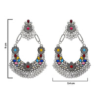 Etnico Traditional Silver Oxidised Afghani Style Dangle Earrings For Women