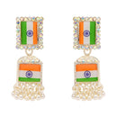 Etnico Traditional White Gold Plated National Flag Ethnic Jhumka Earrings For Women