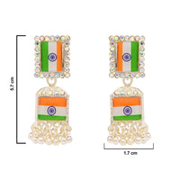 Etnico Traditional White Gold Plated National Flag Ethnic Jhumka Earrings For Women