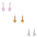 Etnico Silver Plated Trillion-Cut Lever back Drop Small Fancy Earrings For Women 