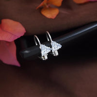 Etnico Silver Plated Trillion-Cut Lever back Drop Small Fancy Earrings For Women