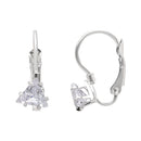 Etnico Silver Plated Trillion-Cut Lever back Drop Small Fancy Earrings For Women