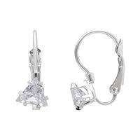 Etnico Silver Plated Trillion-Cut Lever back Drop Small Fancy Earrings For Women