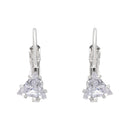 Etnico Silver Plated Trillion-Cut Lever back Drop Small Fancy Earrings For Women
