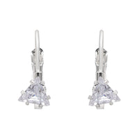 Etnico Silver Plated Trillion-Cut Lever back Drop Small Fancy Earrings For Women