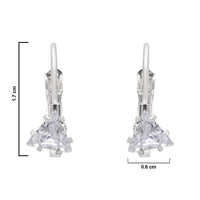Etnico Silver Plated Trillion-Cut Lever back Drop Small Fancy Earrings For Women