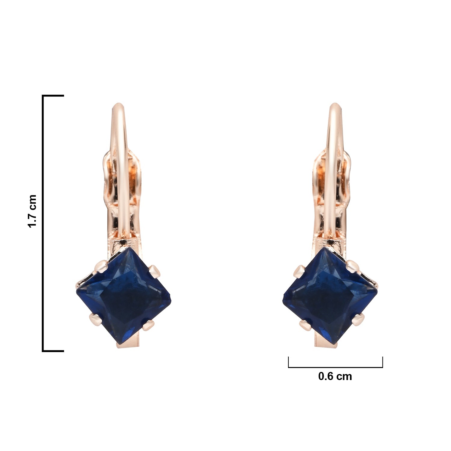 Etnico Rose Gold Plated Square-Cut Lever back Drop Small Fancy Earrings For Women