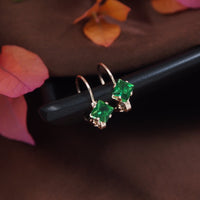 Etnico Rose Gold Plated Square-Cut Lever back Drop Small Fancy Earrings For Women