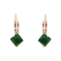 Etnico Rose Gold Plated Square-Cut Lever back Drop Small Fancy Earrings For Women