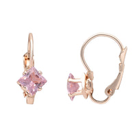 Etnico Rose Gold Plated Square-Cut Lever back Drop Small Fancy Earrings For Women