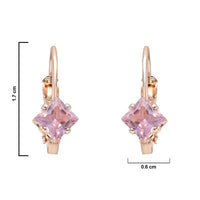 Etnico Rose Gold Plated Square-Cut Lever back Drop Small Fancy Earrings For Women